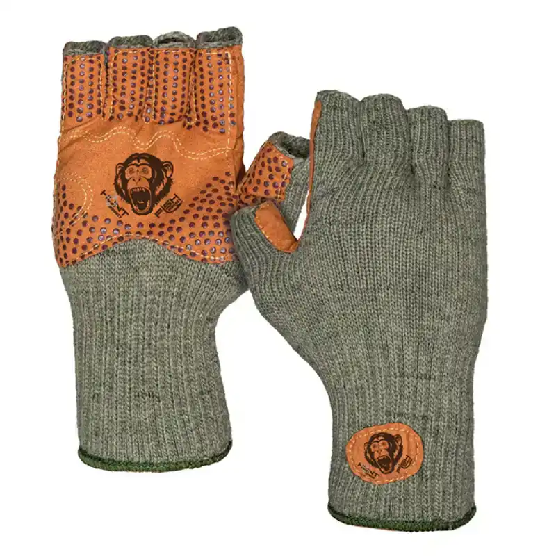Beperkte Voorraad Wooly Olive Half Finger Wool Glove