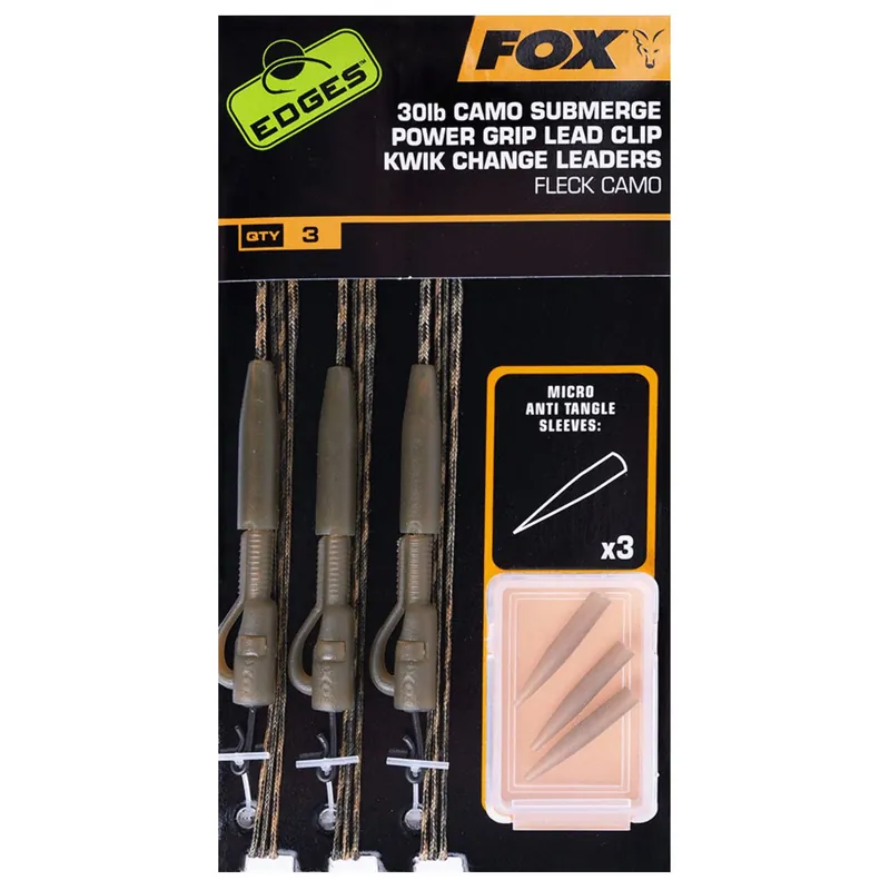 Bestel Nu Fox Edges Camo Submerge Power Grip Lead Clip Kwik Change Kit 30lb - Leaders - 30 lb