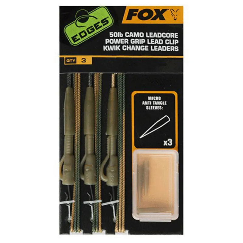 Bestel Nu Fox Edges Ready Tied Camo Leadcore Lead Clip Leaders - Leaders - 3x75 cm 50 lb