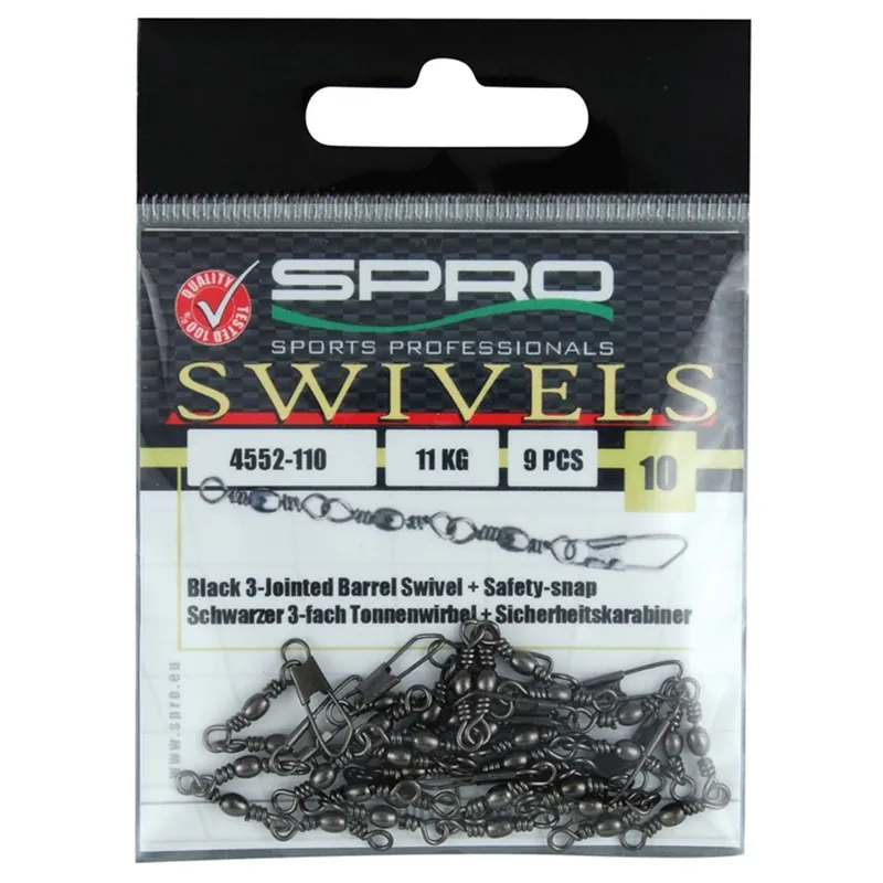 Spro 3-Jointed Swivel+safety-Snap 9 stuks - Wartel 10 Op = Op