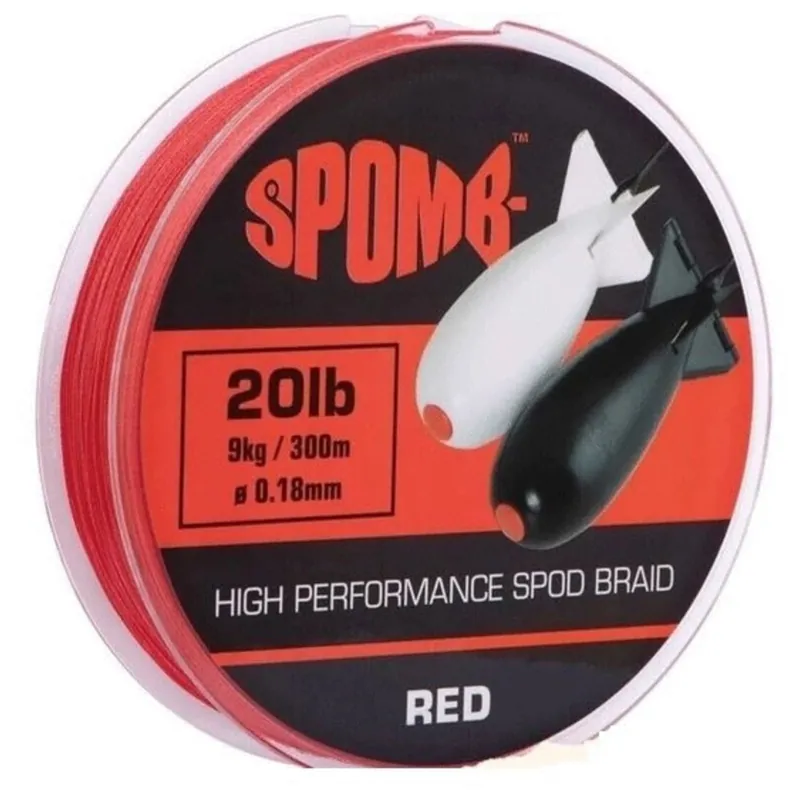 Spomb Spomb Braid 0.18mm Red - Gevlochten lijn - 300 m 20 lb Betrouwbaar