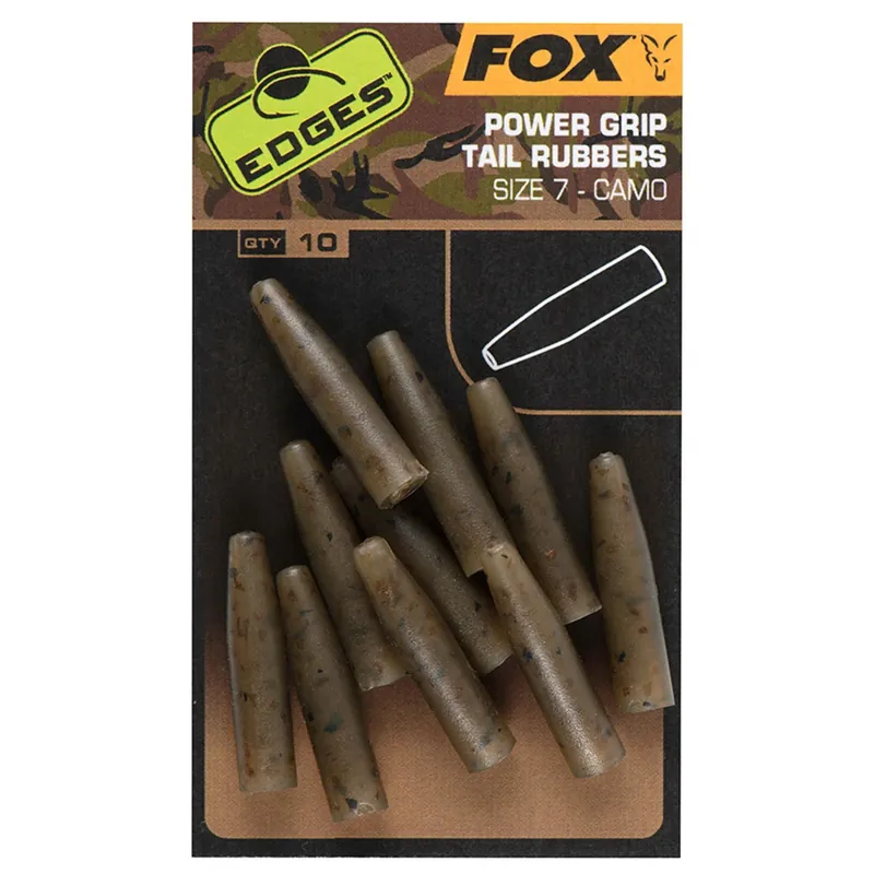 Fox Edges Camo Powergrip Tail Rubbers - Klein materiaal - 10 stuks Size 7 Exclusieve Aanbieding