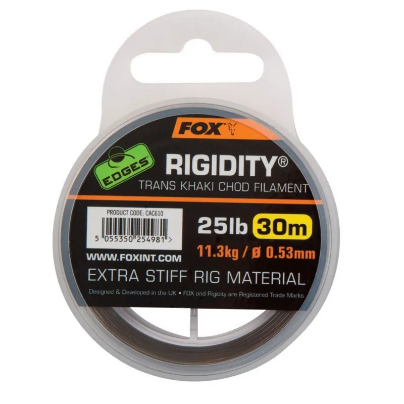 Fox Edges Rigidity Chod Filament X 30m Trans Khaki - Onderlijn- & leadermateriaal - 0.57 mm 30 lb Direct Beschikbaar