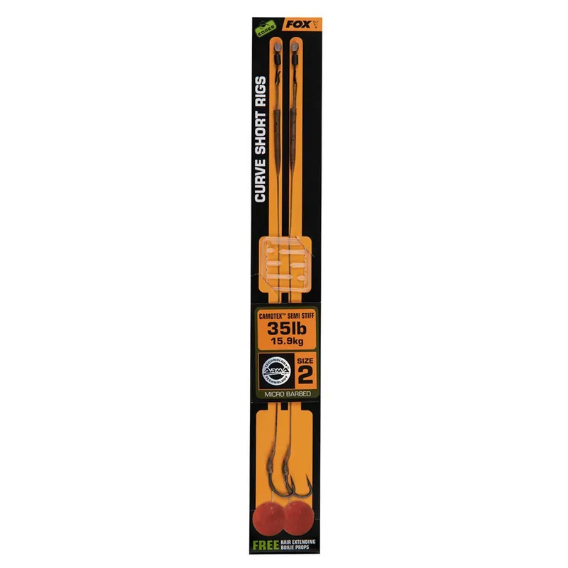 Fox Curve Short 2 - 35lb Camotex Semi Stiff X 2 - Onderlijnen - 35 lb Size 2 Korting