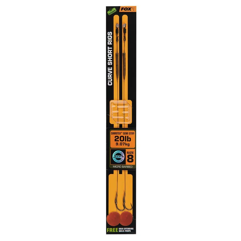 Merkproduct Fox Edges Curve Short 8 - 20lb Camotex Semi Stiff X 2 - Onderlijnen - 20 lb Size 8