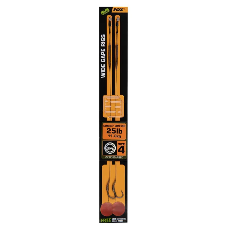 Bestel Nu Fox Edges Wide Gape 4 - 25lb Camotex Semi Stiff X 2 - Onderlijnen - 25 lb Size 4
