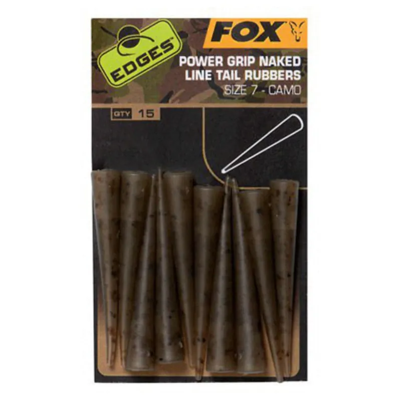 Aanbieding Fox Edges Camo Power Grip Naked Tail Rubbers Size 7 X 10 - Systeem componenten - 10 stuks Size 7