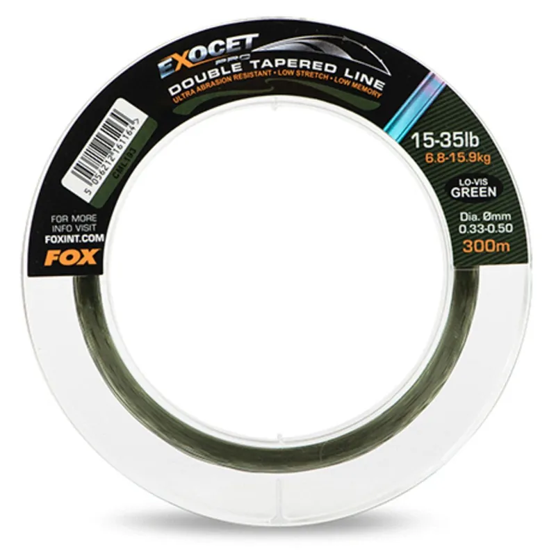 Fox Exocet Pro (Low Vis Green) Double Tapered Line 0.33mm - 0.50mm X 300m - Nylon - Goedkoop