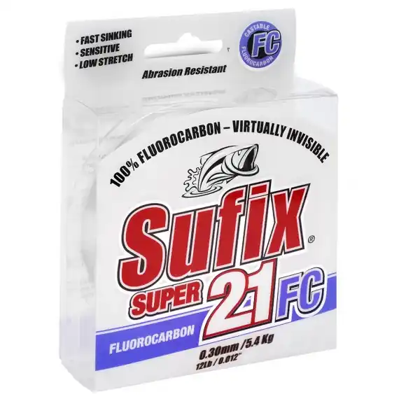 Sufix Super 21 Fluorocarbon 150m Klar 0,35mm Direct Verzonden
