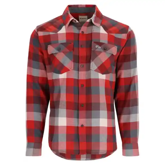 Goedkoop Simms Santee Flannel Shirt Auburn Red/Slate Buffalo Check M