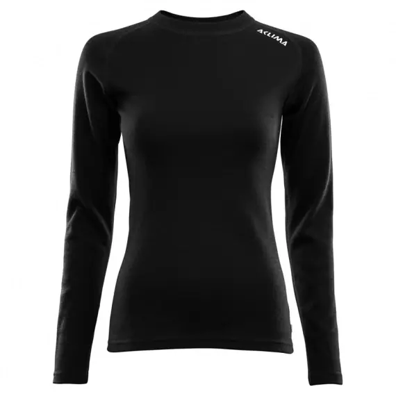 Aclima WarmWool Crew Neck Shirt Woman, Jet Black - XS Beperkte Voorraad