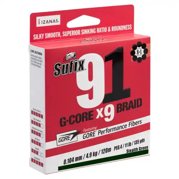 Uitverkoop Sufix 91 Braid Lo-Vis Green 150m 0,330mm 27,2kg
