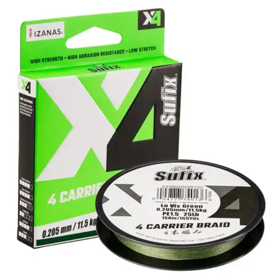 Lage Prijs Sufix X4 Braid Lo Vis Green 150m 0,330mm 23,0kg