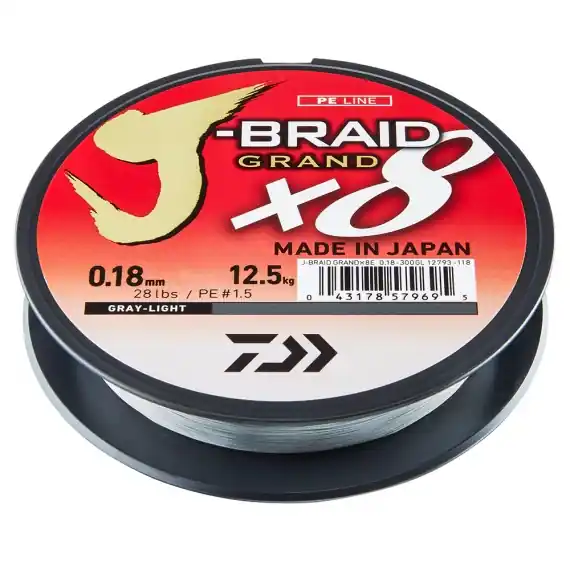 Alleen Vandaag Daiwa J-braid Grand X8 0.28mm 135m Grey 58LB