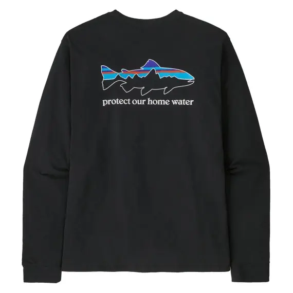 Laatste Kans Patagonia M's L/S Home Water Trout Responsibili-Tee BLK - XL