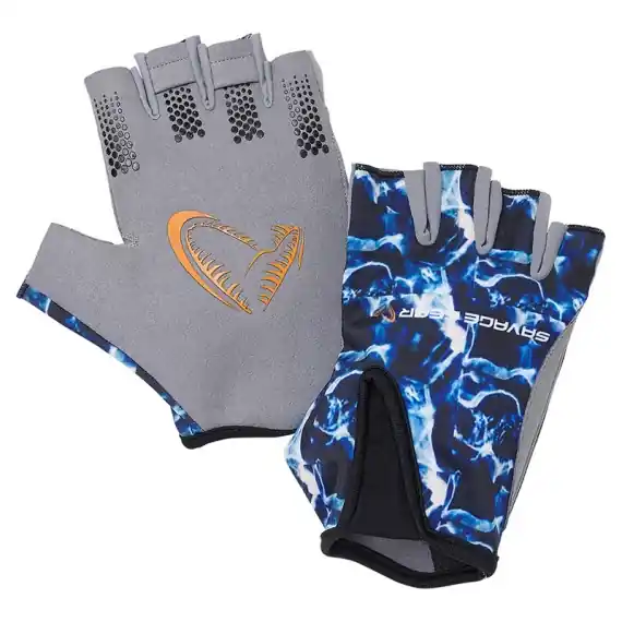 Savage Gear Marine Half Glove, Sea Blue - M Direct Verzonden