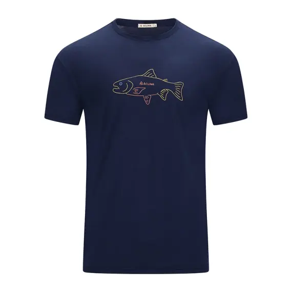 Beperkt Aanbod Aclima LightWool 140 Classic Tee Salmon M's Navy Blazer - S