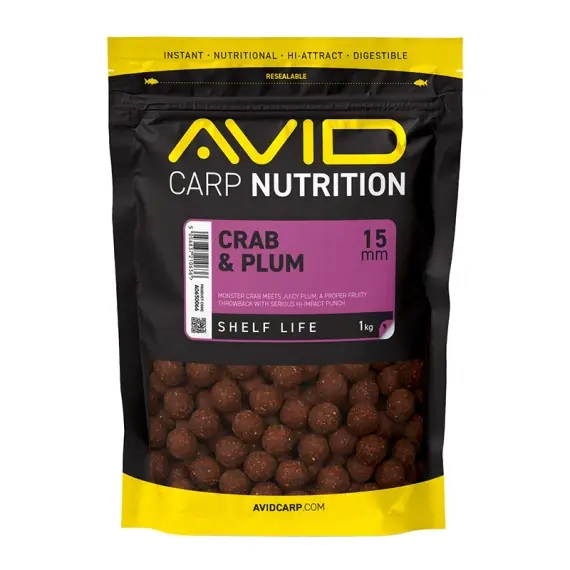 Avid Crab & Plum Boilies - 20mm 1kg Express Levering
