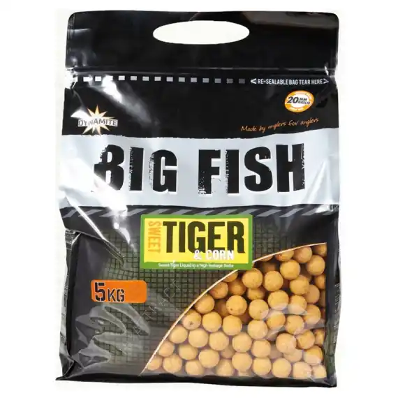 Dynamite Baits Big Fish Sweet Tiger & Corn Boilies 5kg - 15mm Rechtstreeks Van De Fabrikant