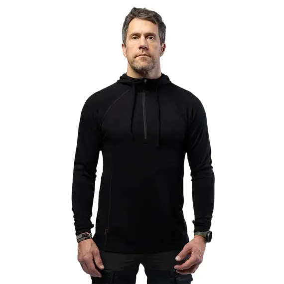 Beyond Nordic BN105 M's Merino Half Zip Hoodie Onyx Black - S Flitsaanbieding