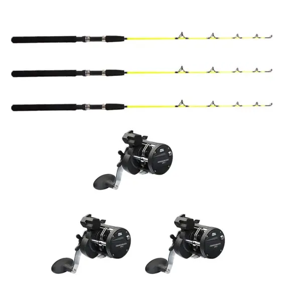 Dagaanbieding Abu Garcia Cardinal Trolling 20LC/Fladen Ice Pike 115cm Combo Höger 3-Pack