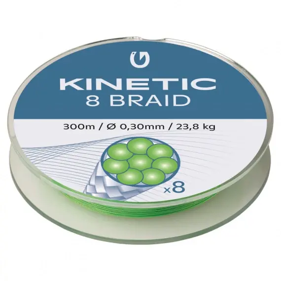 Direct Verzonden Kinetic 8 Braid 300m Fluo Green 0,30mm/23,8kg