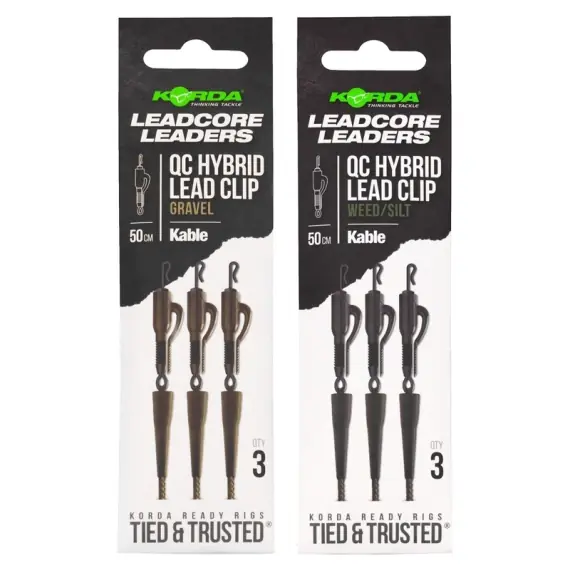 Voordeelprijs Korda Leadcore Leader-Hybrid Lead Clip QC Swivel Gravel