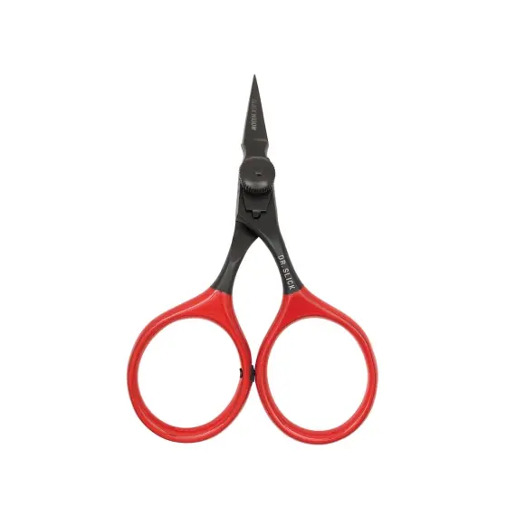 DR Slick SR37BW Black Widow Arrow Razor Scissor 3 3/4'' Bent Shaft Black and Red Fabrieksprijs