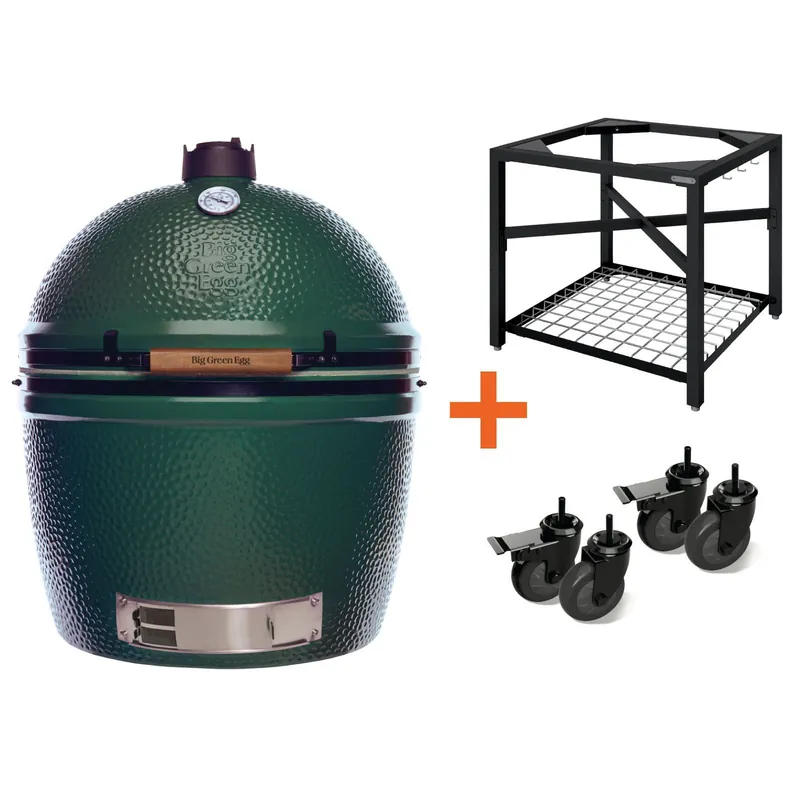 Nieuw Big Green Egg 2XL incl. Egg Frame, Expansion frame met inserts & Caster Kit