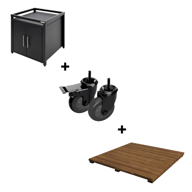 Big Green Egg Modulair Expansion Cabinet met Acacia Wood Insert & Caster Kit Dagaanbieding