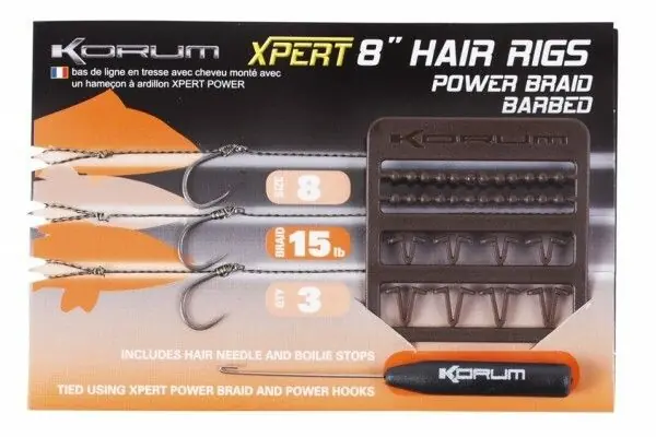 Korum Xpert Hair Rigs Braid Barbed 8" 12 Op = Op