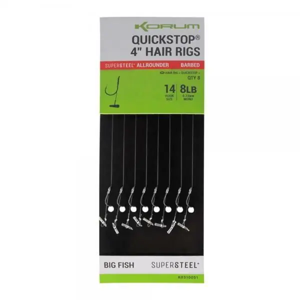 Lage Kosten Korum Quickstop 4" hair rigs barbed 12