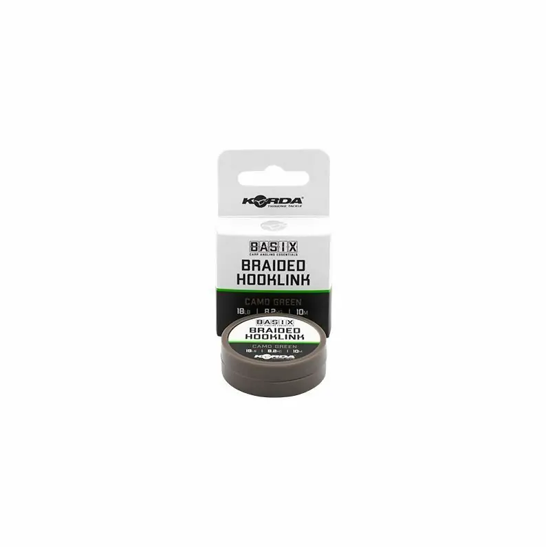 Tijdelijk Beschikbaar Korda Basix Braided Hooklink 18lb 10m Camo Green