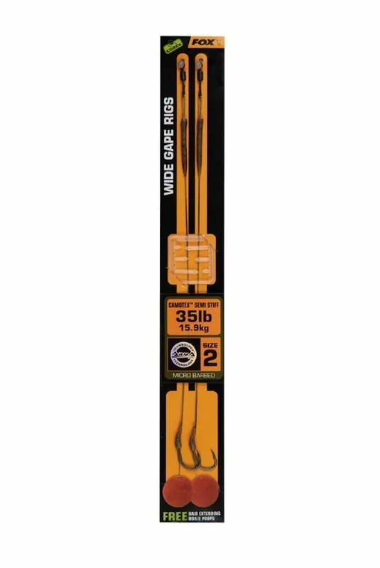 Fox Edges Wide Gape 2 - 35lb Camotex Semi Stiff x 2 Speciale Aanbieding