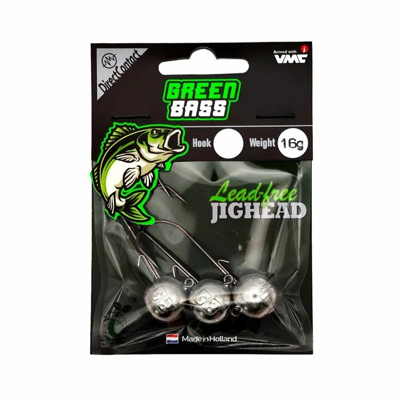 Green Bass Fishing Jighead 2/0 16gr 3st Aanbieding