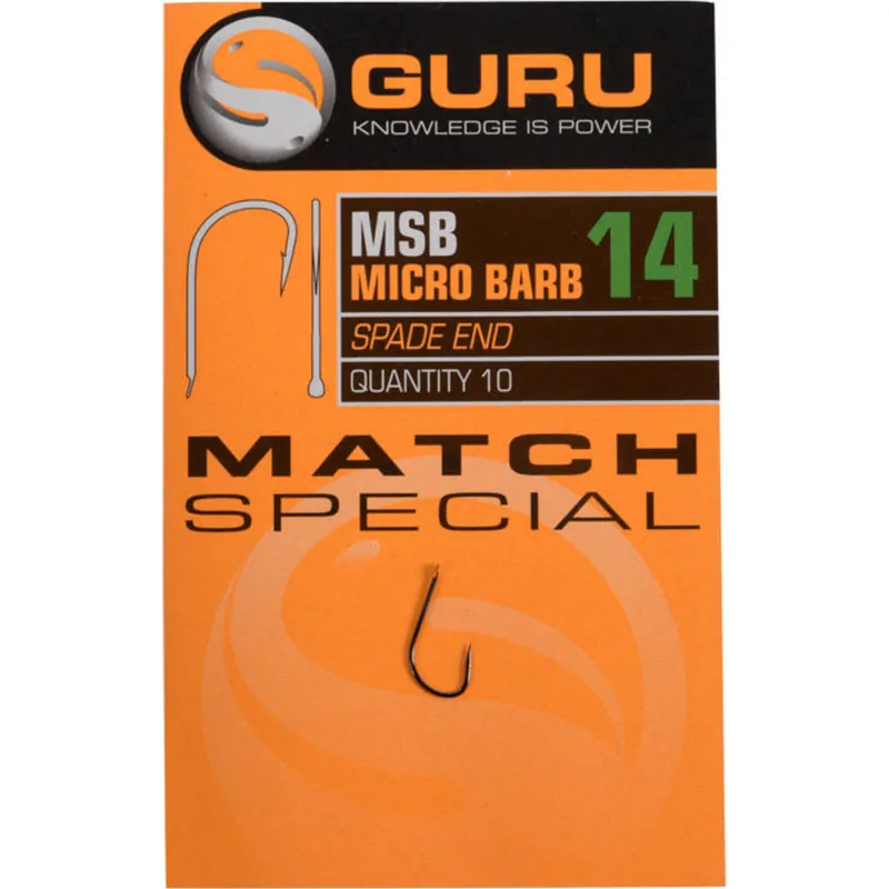 Uitverkoop Guru Match Special hook size 12 (Barbed/Spade End)- Voorradig