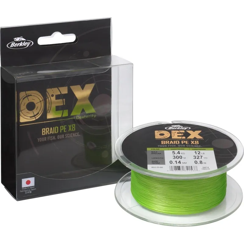 Berkley DEX Braid x8 Chartreuse 300m 0.08mm Nu Kopen