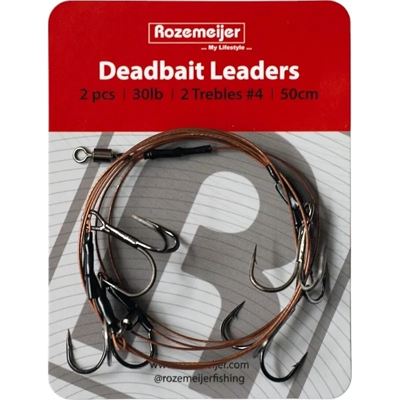 Hete Deal Rozemeijer Deadbait Leaders 1x #1 treble 60cm 30lb - Voorradig