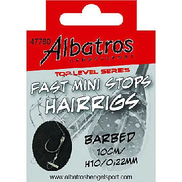 Albatros Fast Mini Stops Hair Rig Barbless H10 0.22mm 10cm - Voorradig Laatste Versie