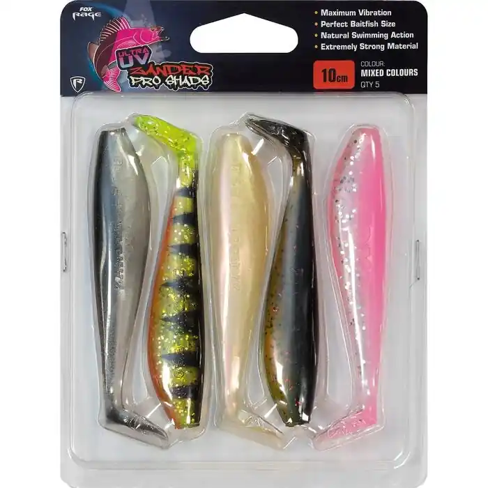 Op = Op Fox Rage Zander Pro Shad UV Mixed Colours 10cm 5st - Voorradig