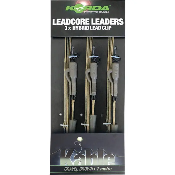 Korda Hybrid Lead Clip Leadcore Leader Gravel / Brown 1m - Voorradig Koopje