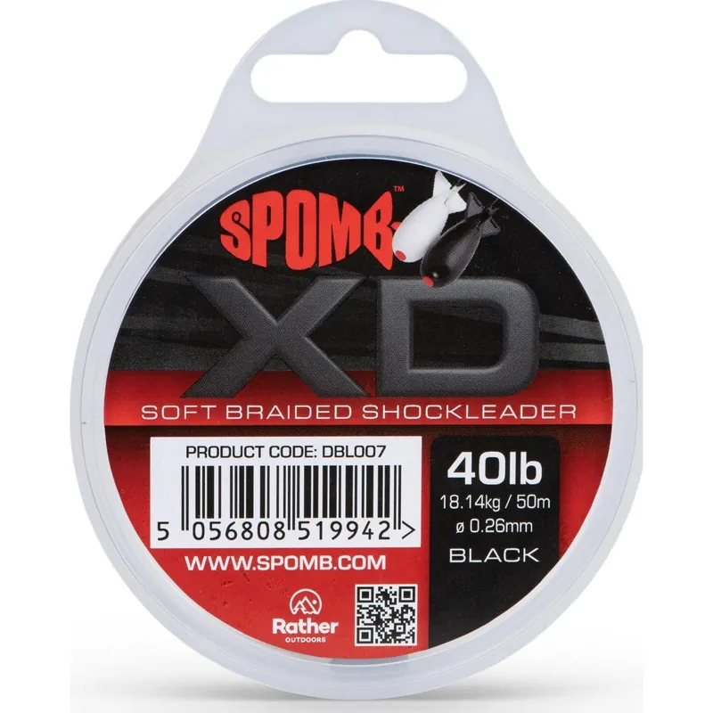 Spomb Braided Leader 50m 40lb black Goedkoop