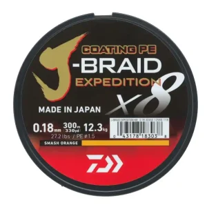 Daiwa J-Braid Expedition X8 Gevlochten Lijn Smash Orange Superprijs