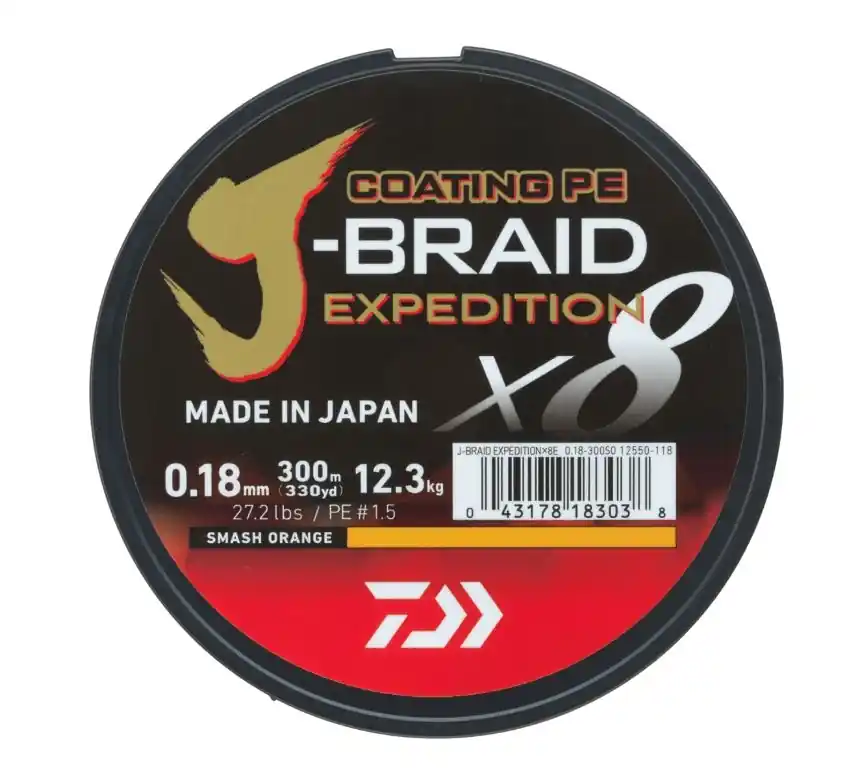 Daiwa J-Braid Expedition X8 Gevlochten Lijn Smash Orange Superprijs
