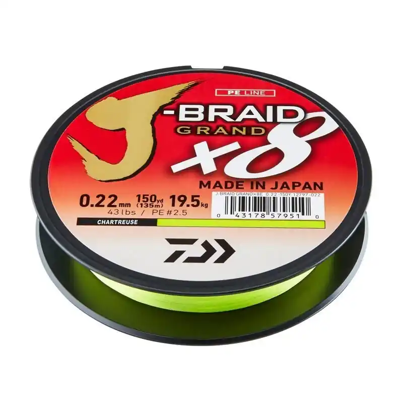 Daiwa J-Braid Grand X8 Dynema Chartreuse Fabrieksprijs