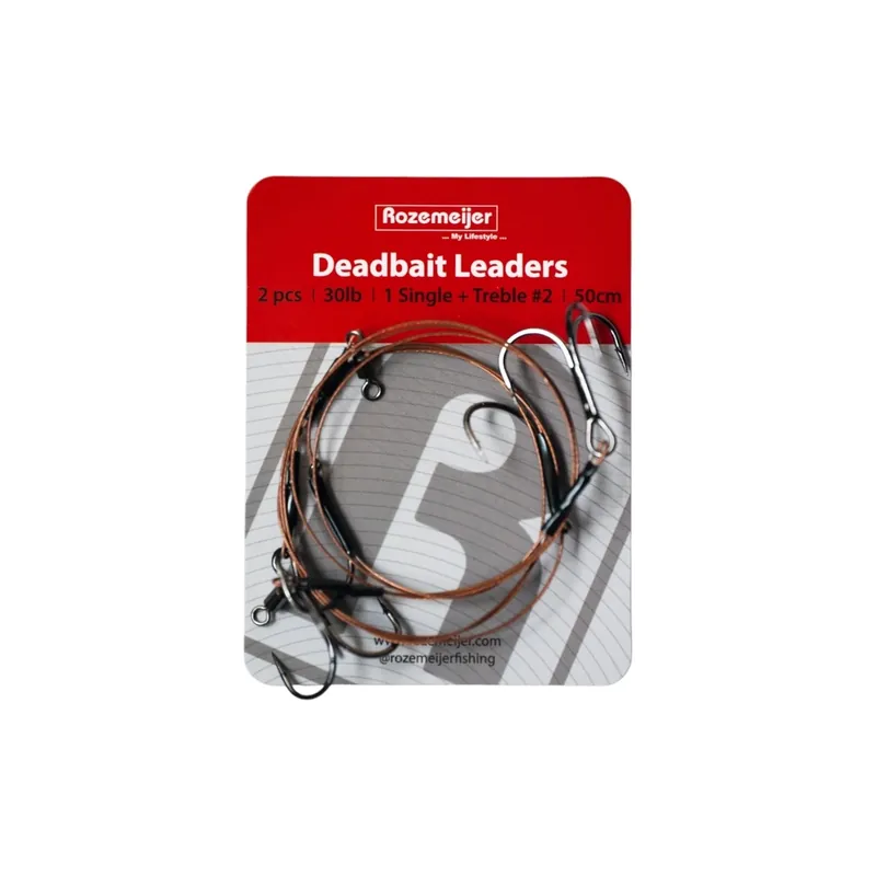 Voordeelprijs Rozemeijer Deadbait Leaders 1 x Single + #2 Treble - 50cm/30lb