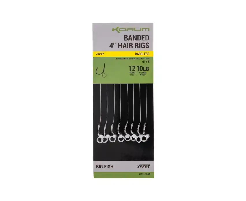 Korum Banded Hair Rigs Barbless 10cm Weekendaanbieding