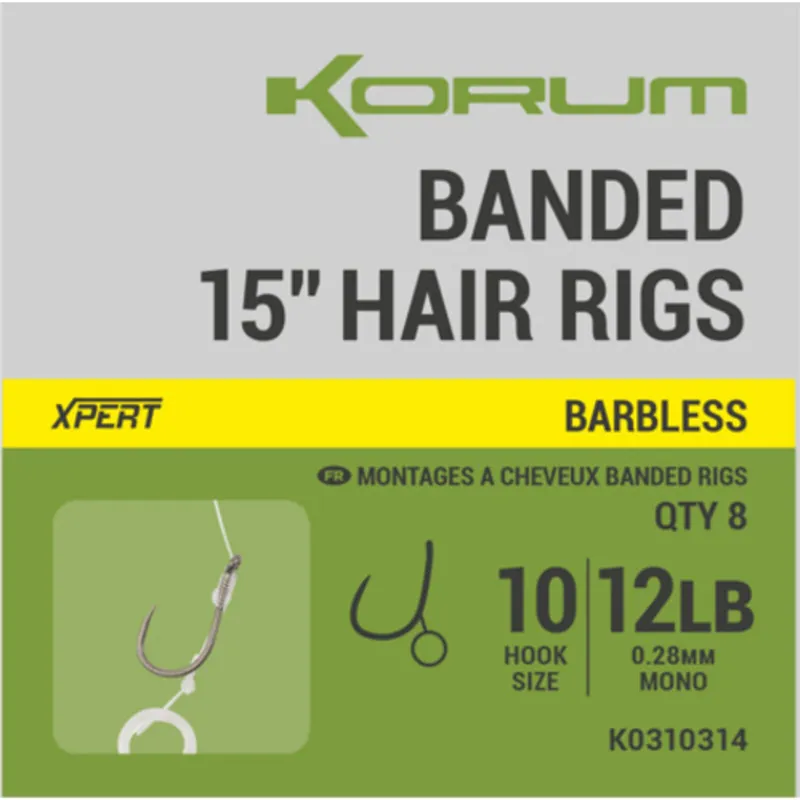 Superprijs Korum Banded Hair Rigs Barbless 38cm