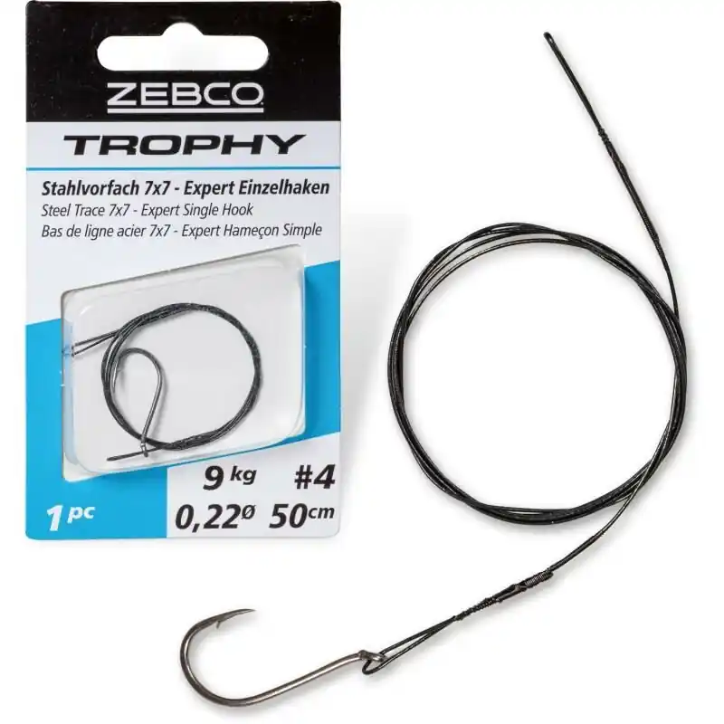 Zebco Trophy Steel Trace 7x7 Single Hook 12kg 1/0 60cm Lage Kosten
