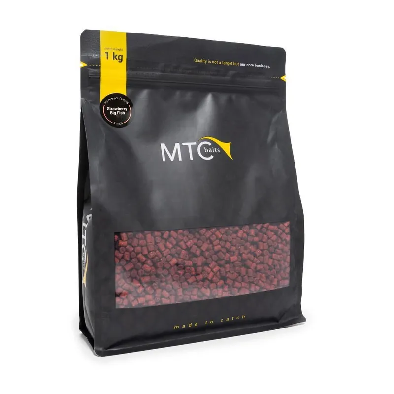 Express Levering MTC Baits Hi-Attract Pellets Strawberry Big Fish 4mm 1kg